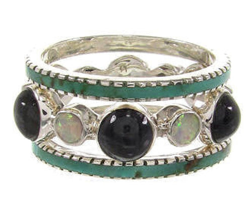 Silver Southwest Multicolor Stackable Ring Set Size 7-3/4 BW64011